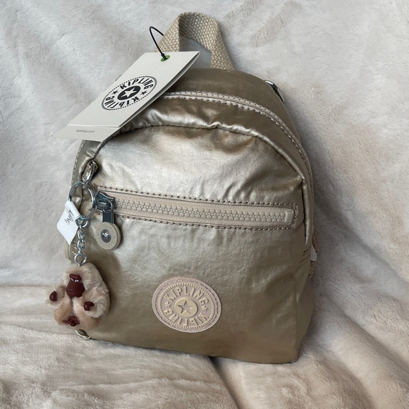 Kipling Metallic Gold Mini Backpack - Picture 1 of 2